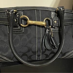 COACH black signature canvas handbag